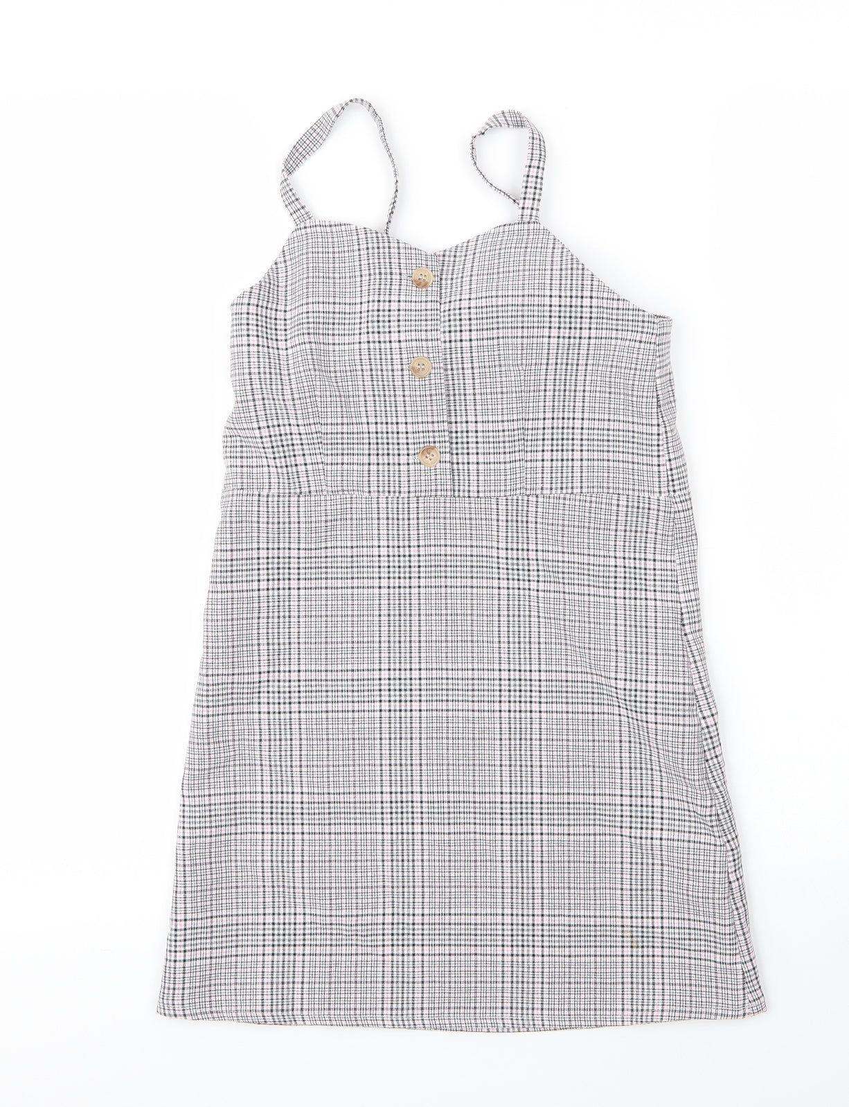 Primark Girls Pink Plaid Viscose A-Line  Size 8 Years  V-Neck