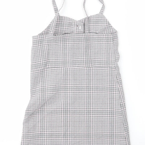 Primark Girls Pink Plaid Viscose A-Line  Size 8 Years  V-Neck