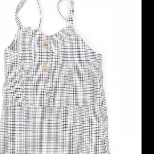 Primark Girls Pink Plaid Viscose A-Line  Size 8 Years  V-Neck
