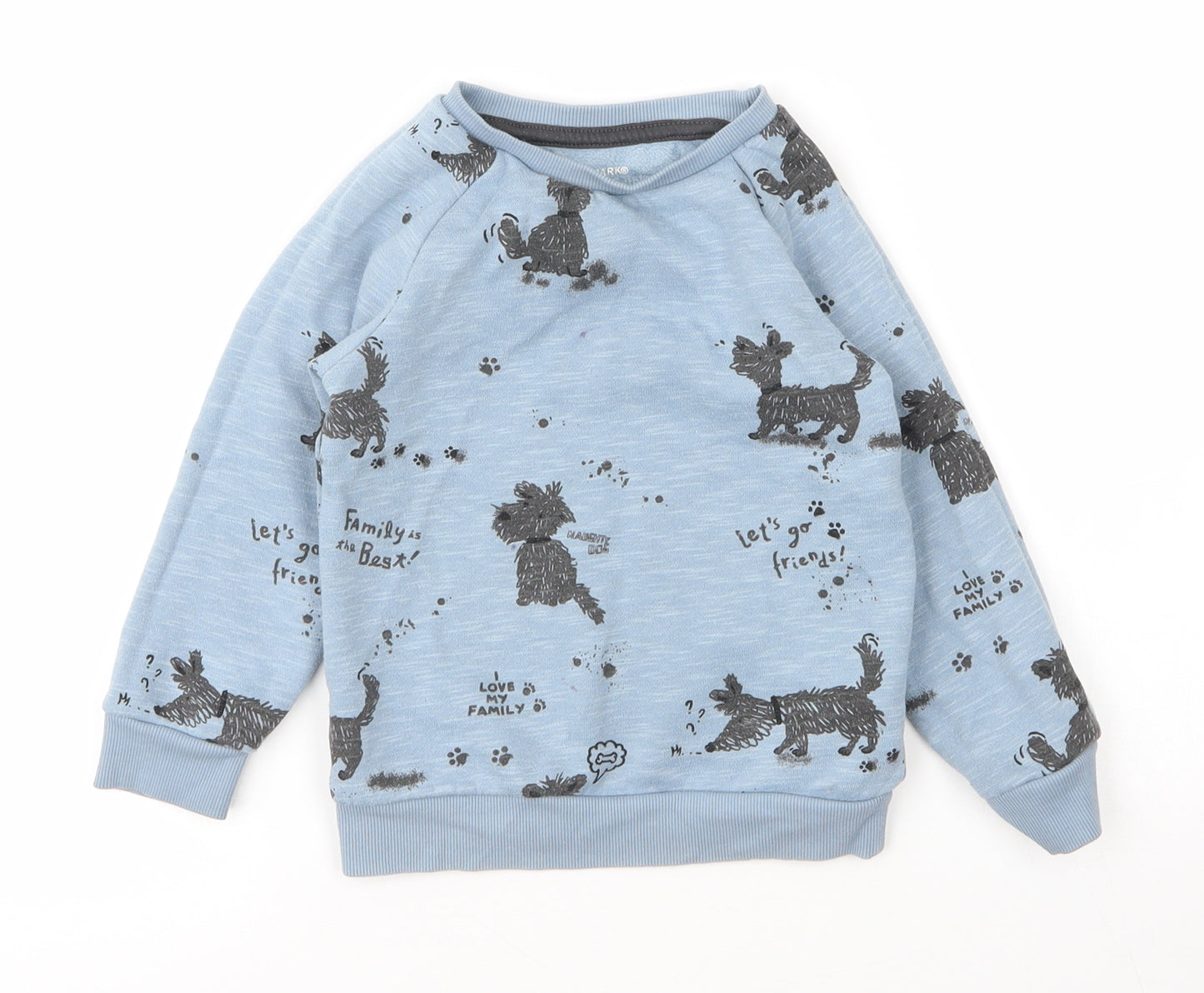 Primark Boys Blue Round Neck  Cotton Pullover Jumper Size 2 Years