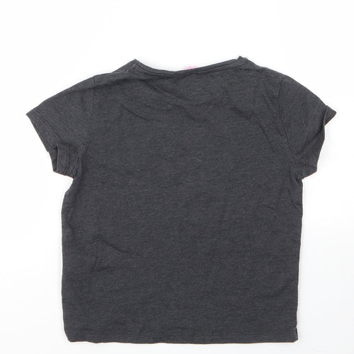 Miss Evie Girls Grey  Cotton Basic T-Shirt Size 7 Years Round Neck
