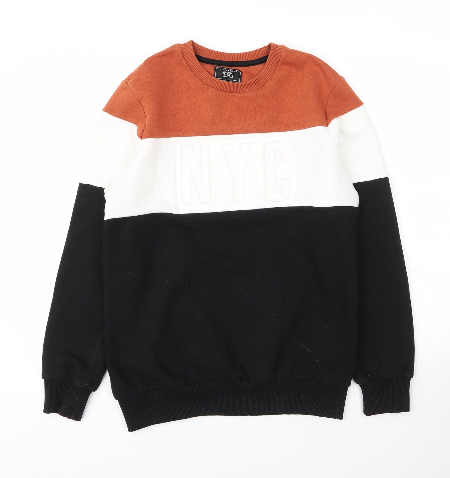F&F Mens Black  Cotton Pullover Sweatshirt Size S