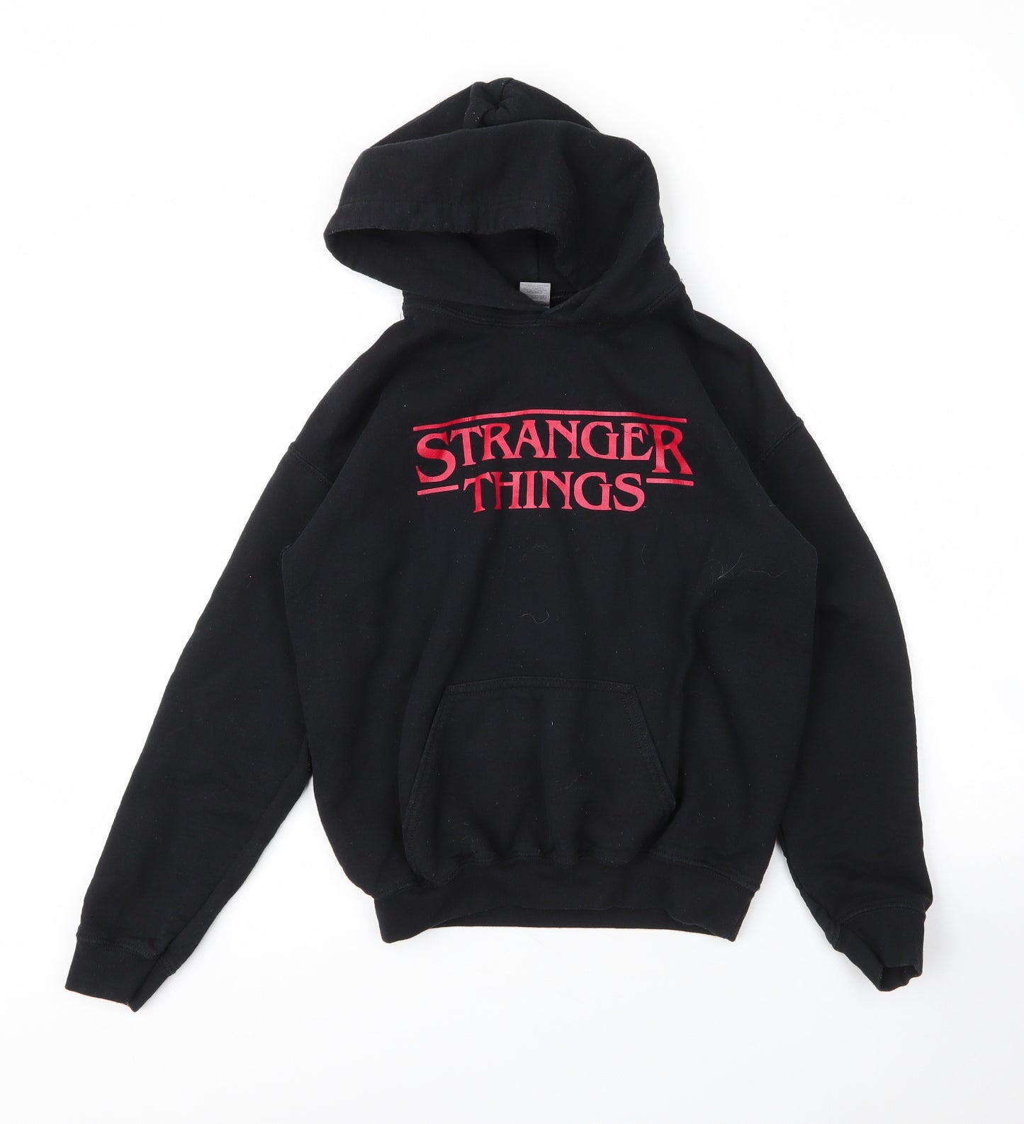 Gildan Girls Black  Cotton Pullover Hoodie Size L   - Stranger Things