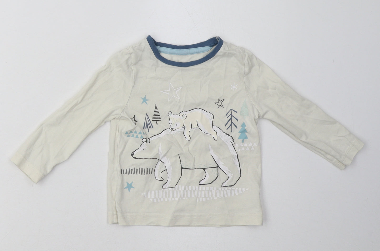 Nutmeg Boys White  Cotton Basic Casual Size 2 Years Crew Neck Pullover - Polar Bear