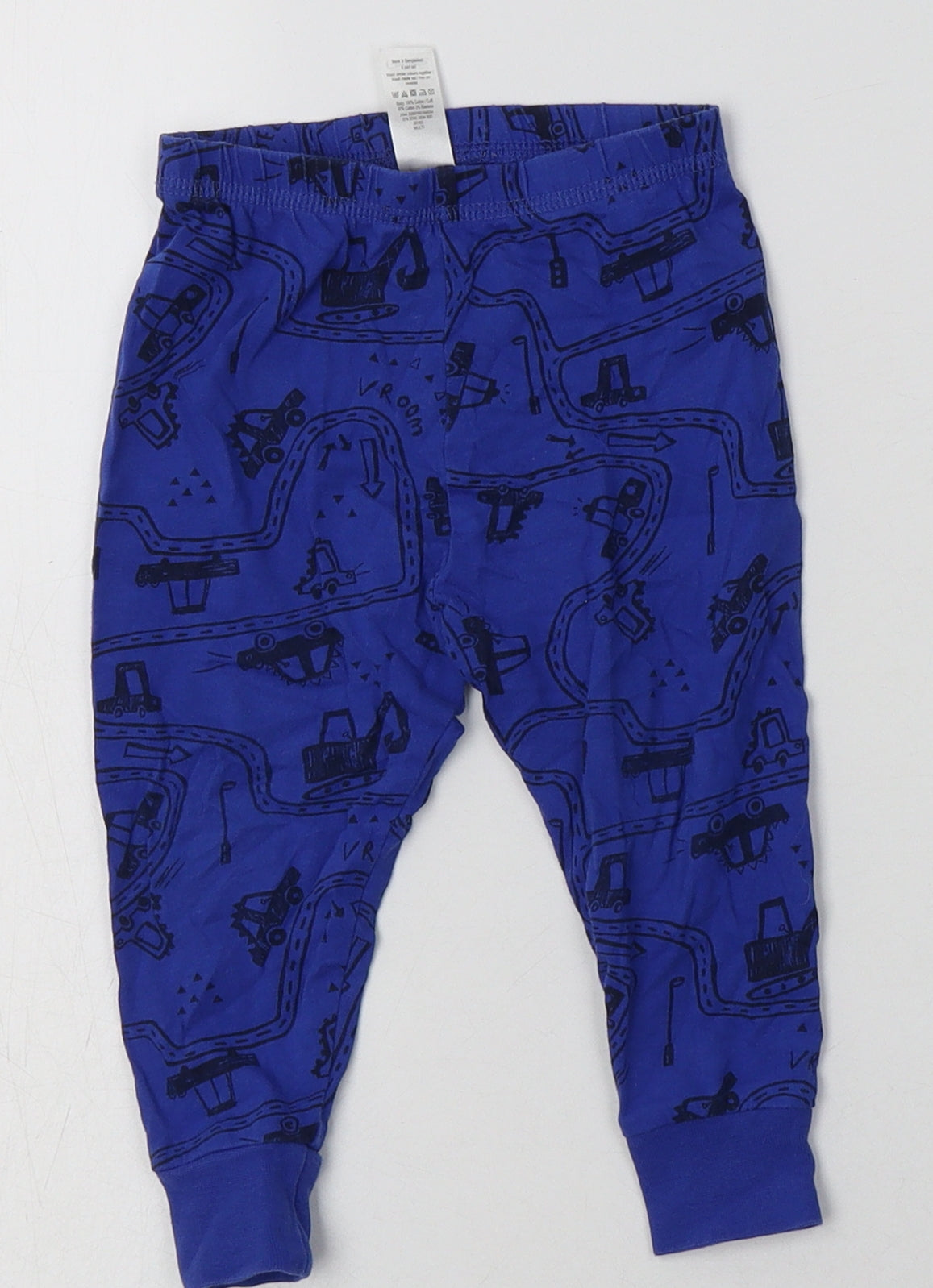 George Boys Blue Geometric Cotton  Pyjama Set Size 12-18 Months  Pullover - Trucks