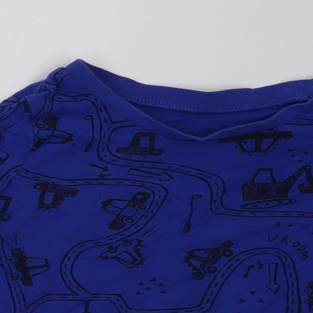 George Boys Blue Geometric Cotton  Pyjama Set Size 12-18 Months  Pullover - Trucks