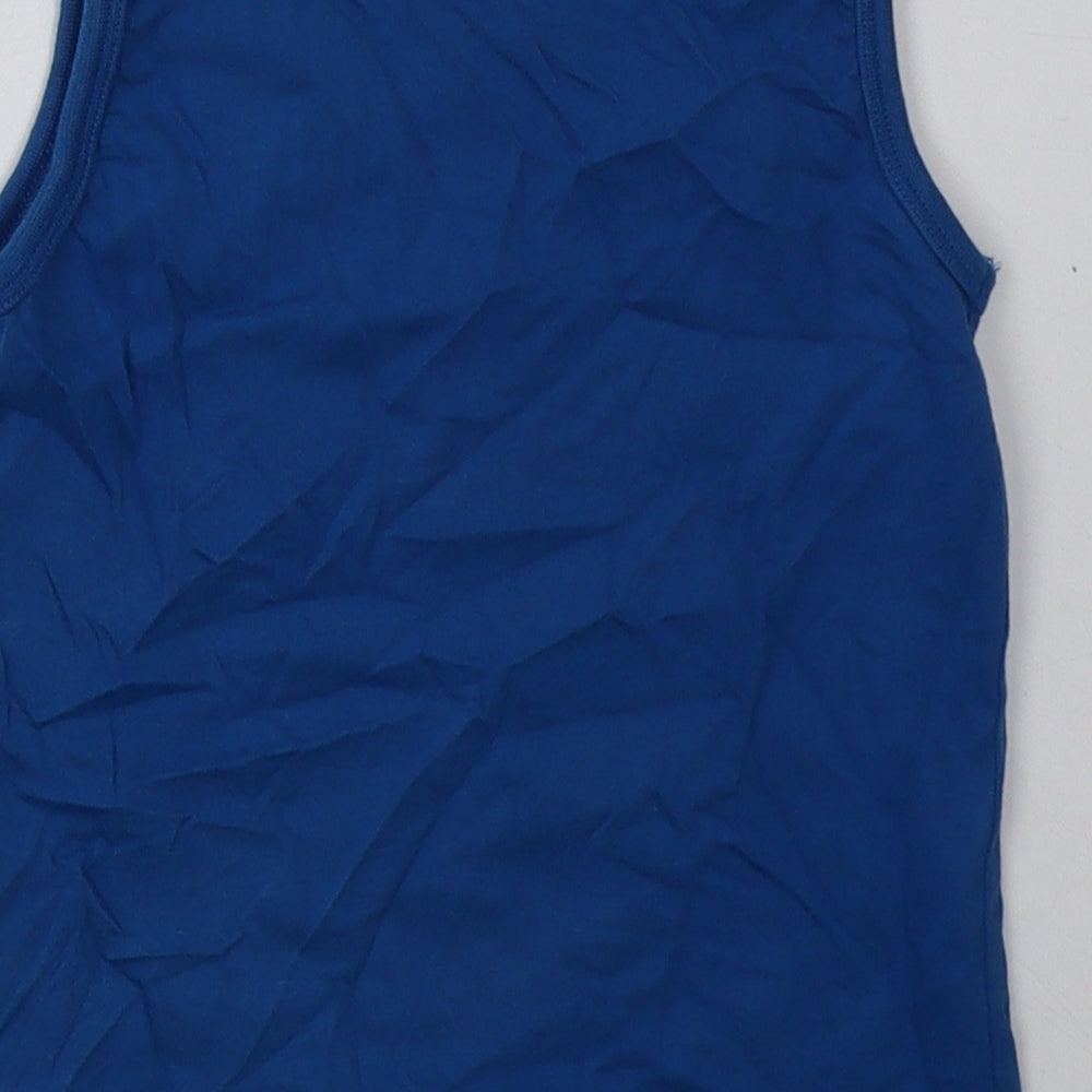 Peacocks Boys Blue  Cotton Basic Tank Size 2-3 Years Crew Neck Push Lock
