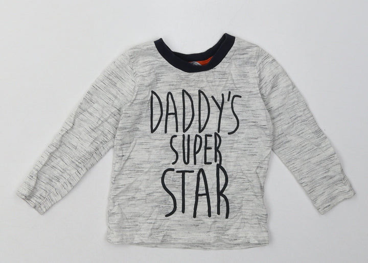 Primark Boys Grey  Cotton Basic Casual Size 12-18 Months Crew Neck Pullover - daddys superstar