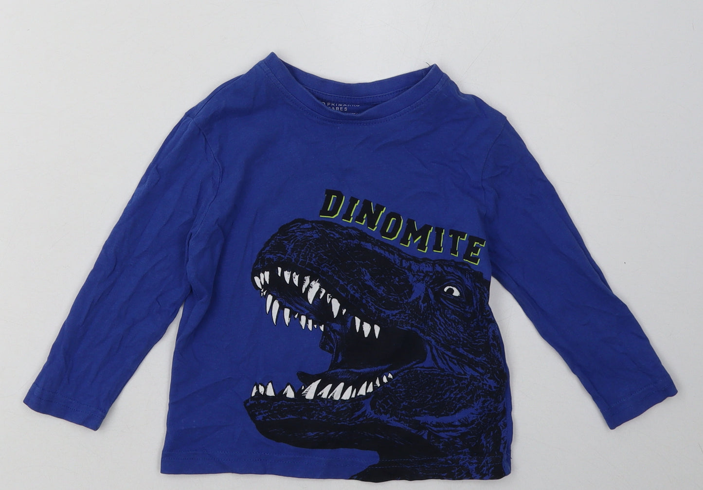 Primark Boys Blue  Cotton Basic Casual Size 2 Years Crew Neck Pullover - dinomite
