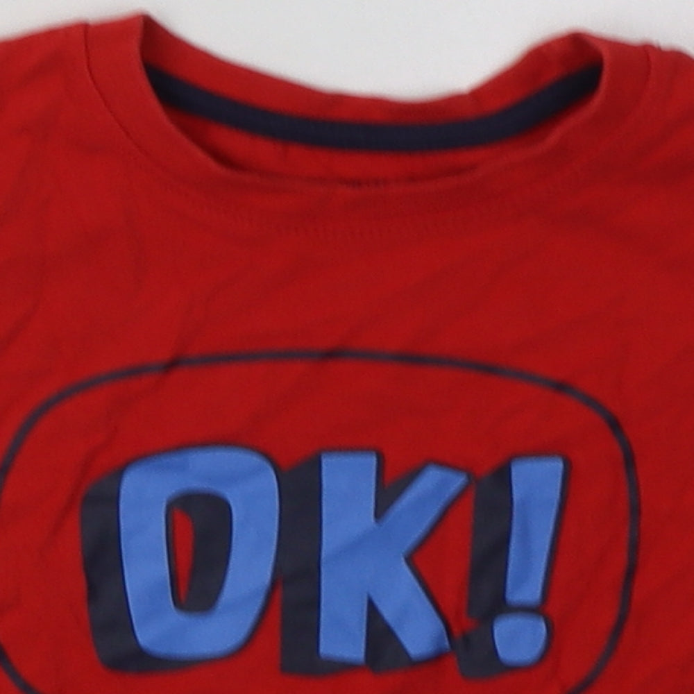Primark Boys Red  Cotton Basic T-Shirt Size 12-18 Months Crew Neck Pullover - OK