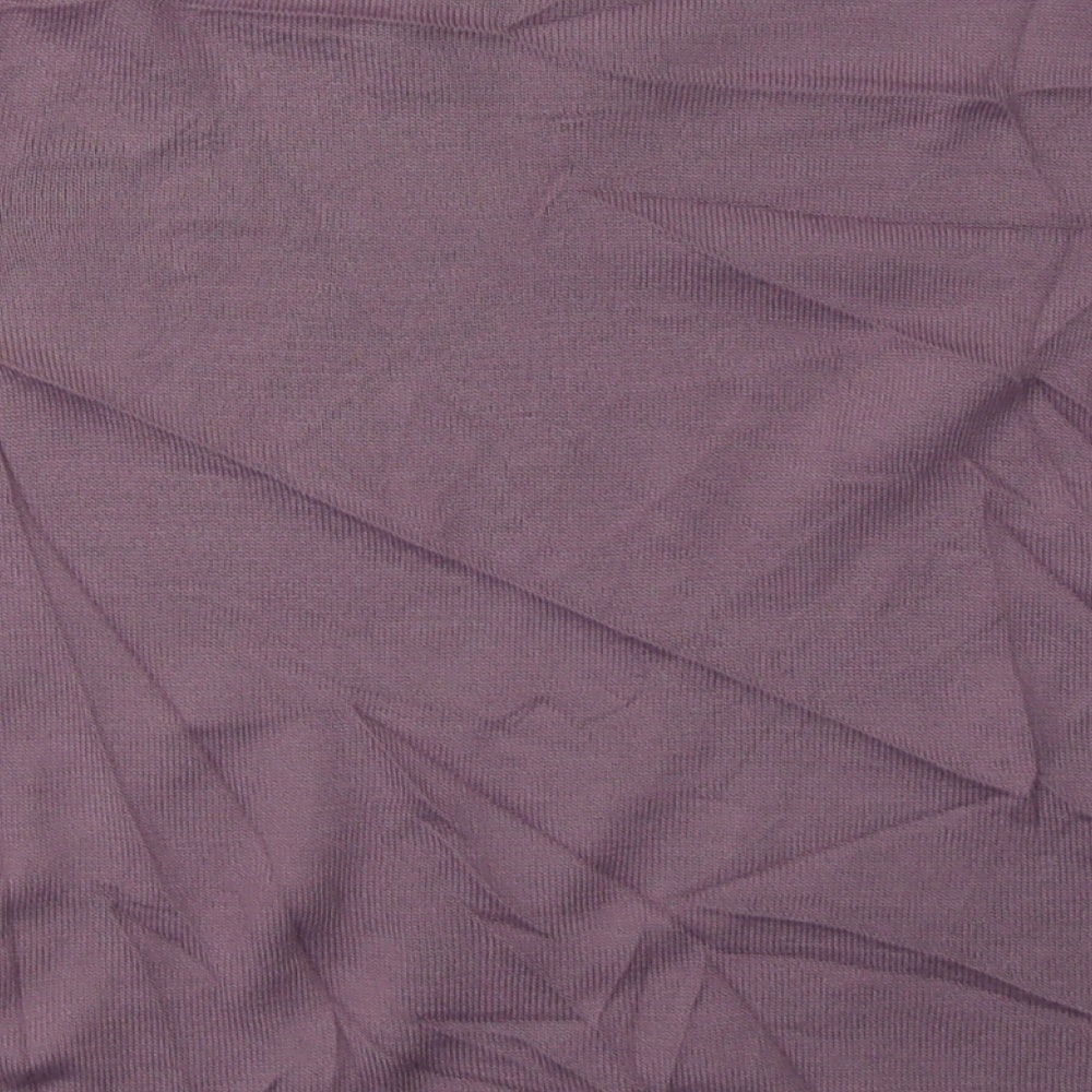 Marks and Spencer Womens Purple  Acrylic Basic T-Shirt Size 14 Crew Neck - Sequin Detail