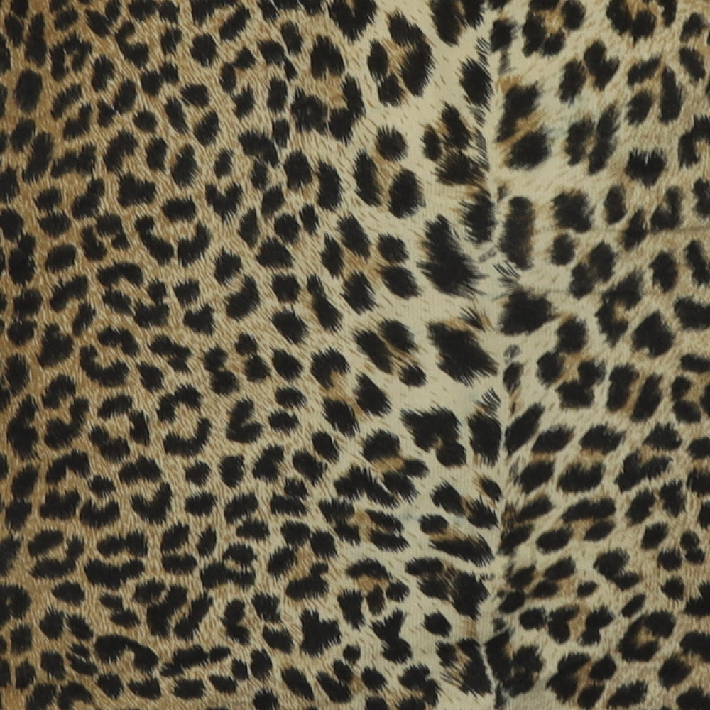 Preworn Womens Brown V-Neck Animal Print Cotton Cardigan Jumper Size 12