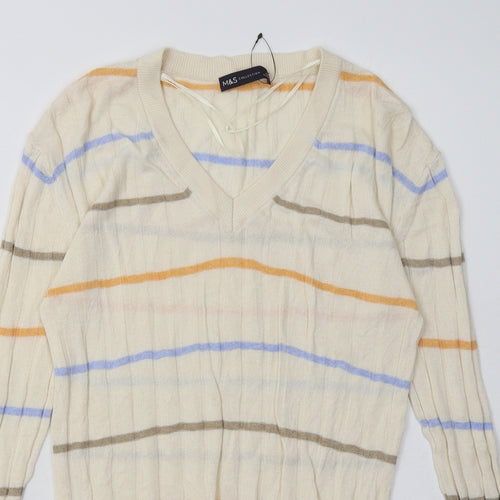 Marks and Spencer Womens Beige Striped Viscose Pullover Sweatshirt Size S  Pullover