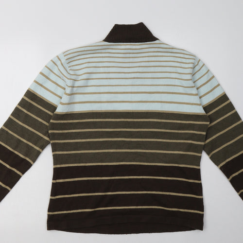 dixie Womens Brown Striped Acrylic Pullover Sweatshirt Size 16  Pullover
