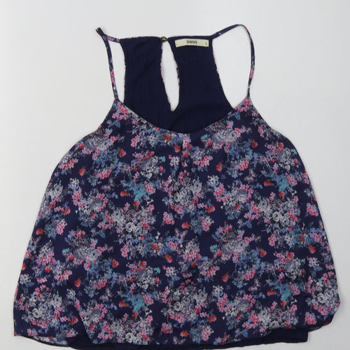 Oasis Womens Purple Floral Polyester Basic Tank Size S Scoop Neck