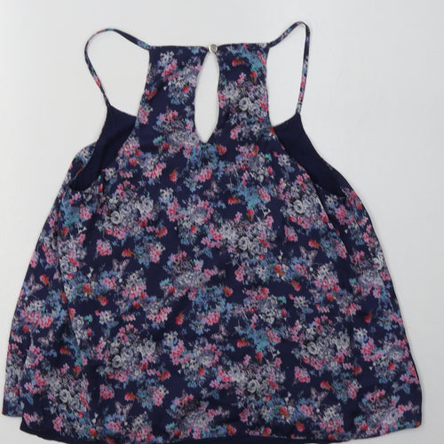 Oasis Womens Purple Floral Polyester Basic Tank Size S Scoop Neck