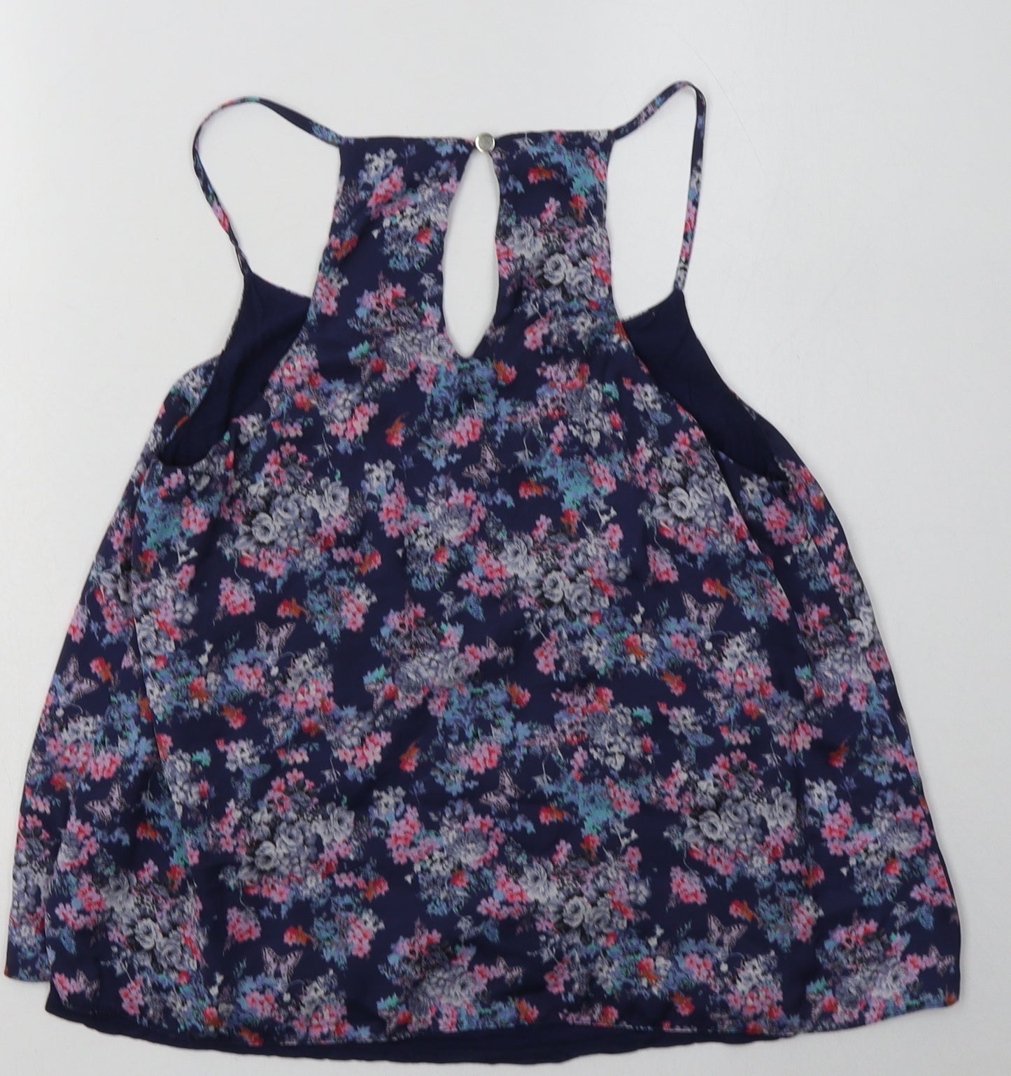 Oasis Womens Purple Floral Polyester Basic Tank Size S Scoop Neck