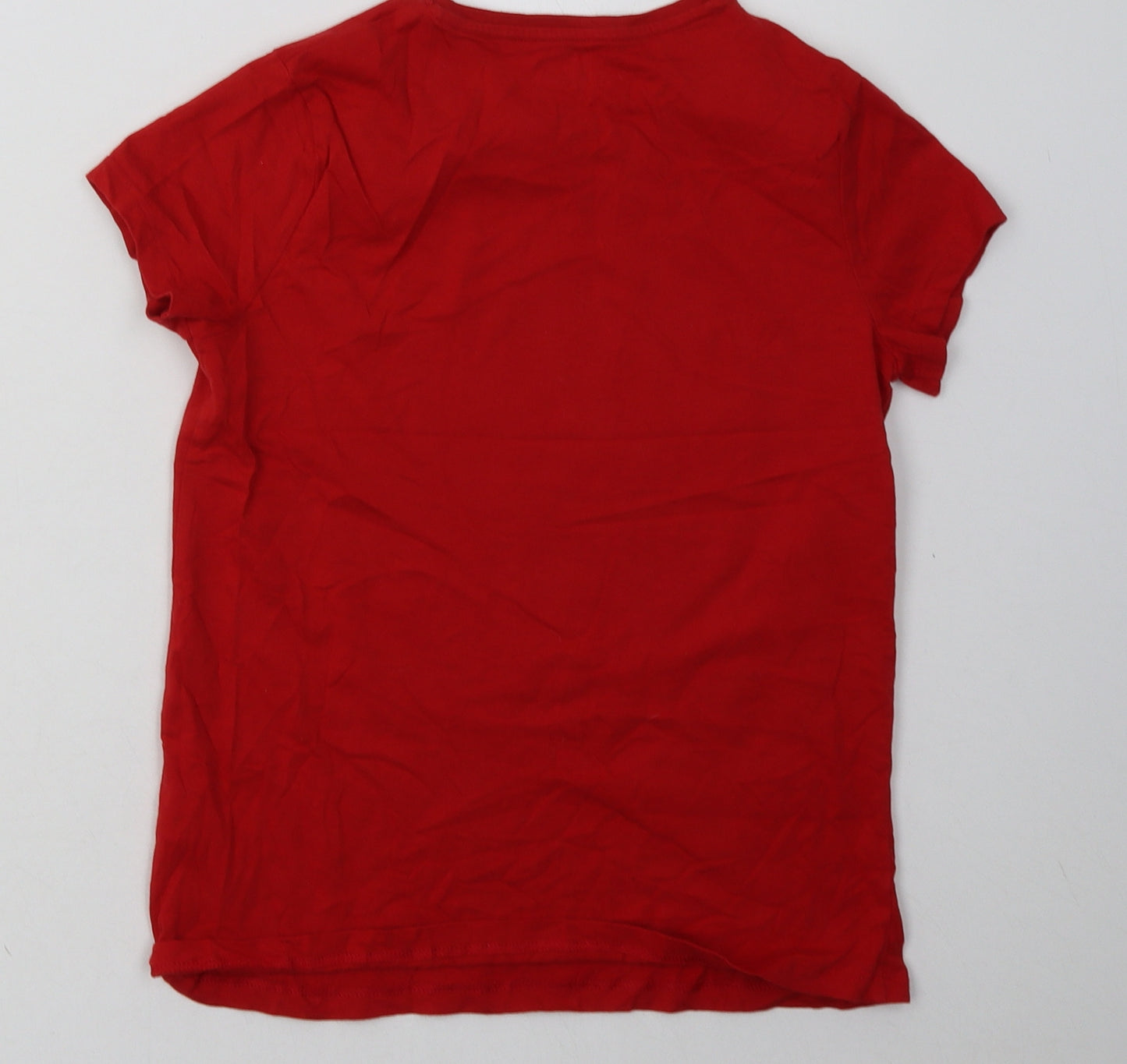 F&F Girls Red  Cotton Basic T-Shirt Size 10-11 Years Crew Neck Pullover - football wales