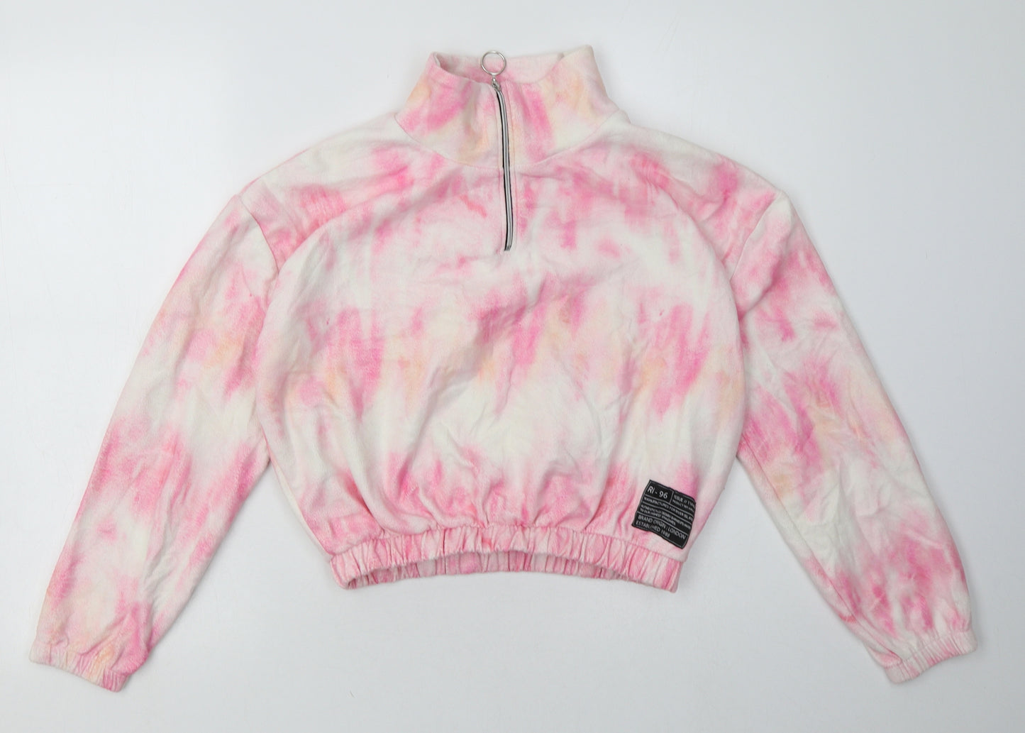 River Island Girls Pink  Polyester Pullover Sweatshirt Size 11-12 Years  Zip - Cropped