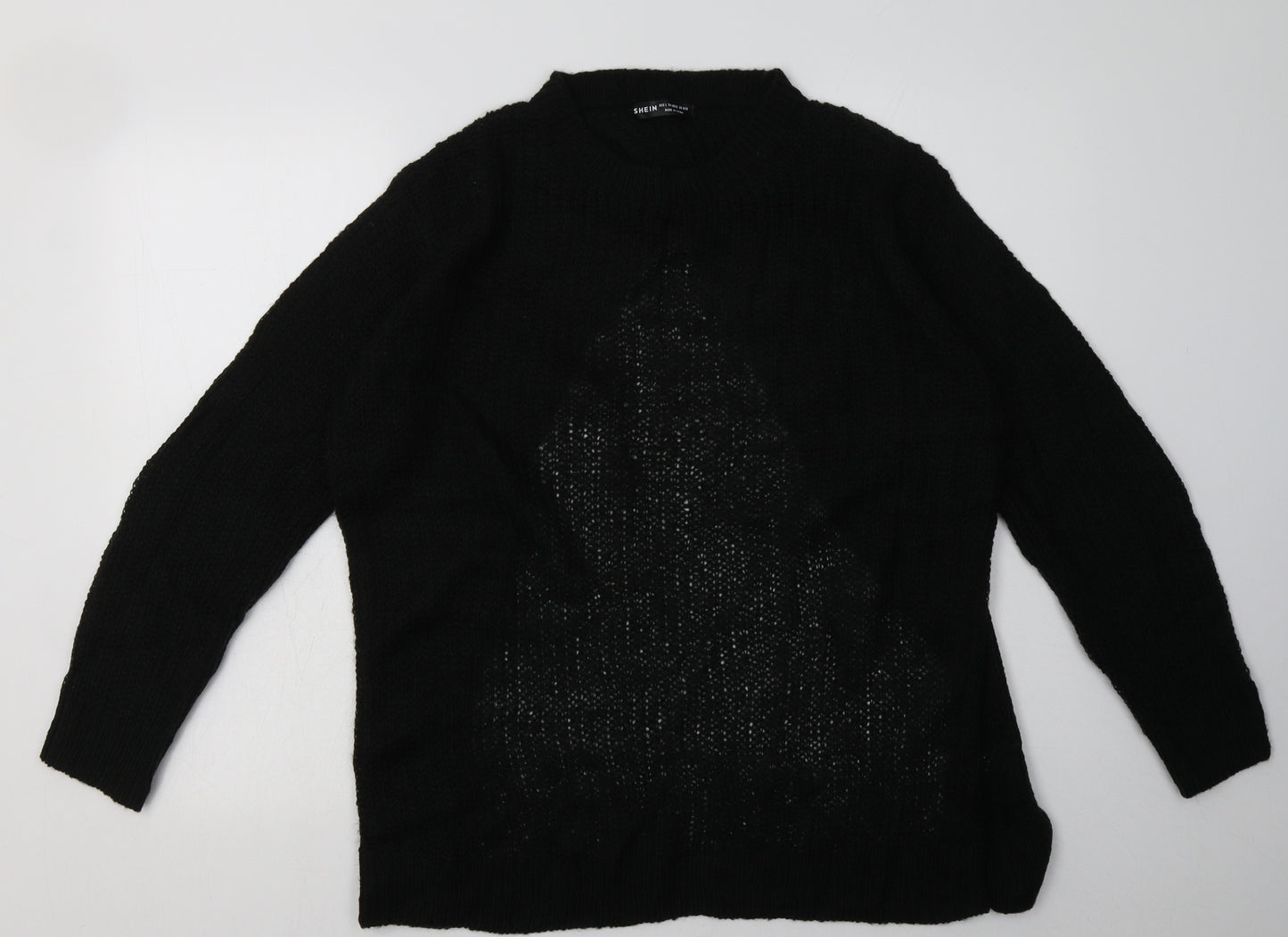 SheIn Womens Black  Acrylic Pullover Sweatshirt Size L  Pullover