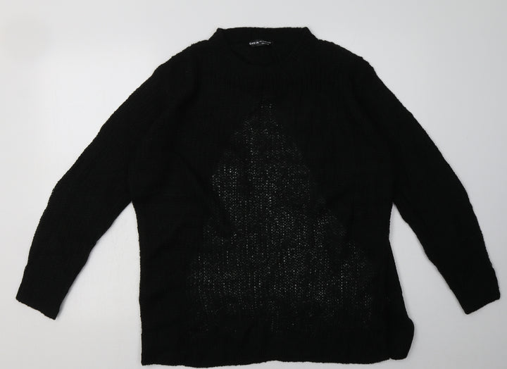 SheIn Womens Black  Acrylic Pullover Sweatshirt Size L  Pullover