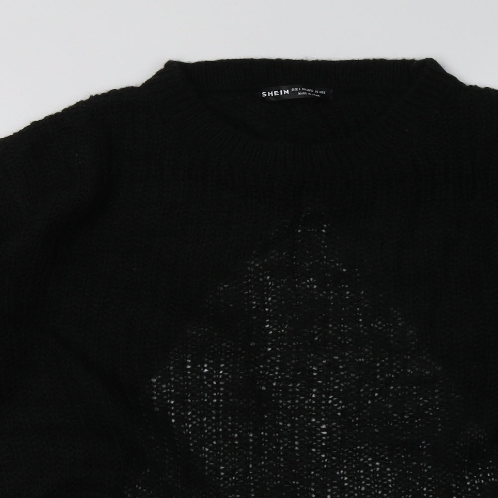 SheIn Womens Black  Acrylic Pullover Sweatshirt Size L  Pullover