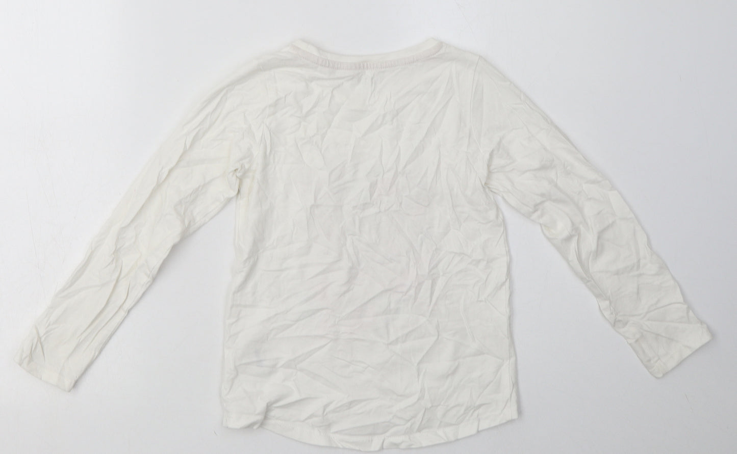 Nutmeg Girls White  Cotton Basic Casual Size 7-8 Years Crew Neck Pullover - dear