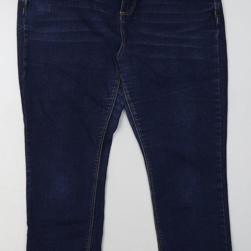 Primark Womens Blue  Cotton Cropped Jeans Size 16 L26 in Regular Button