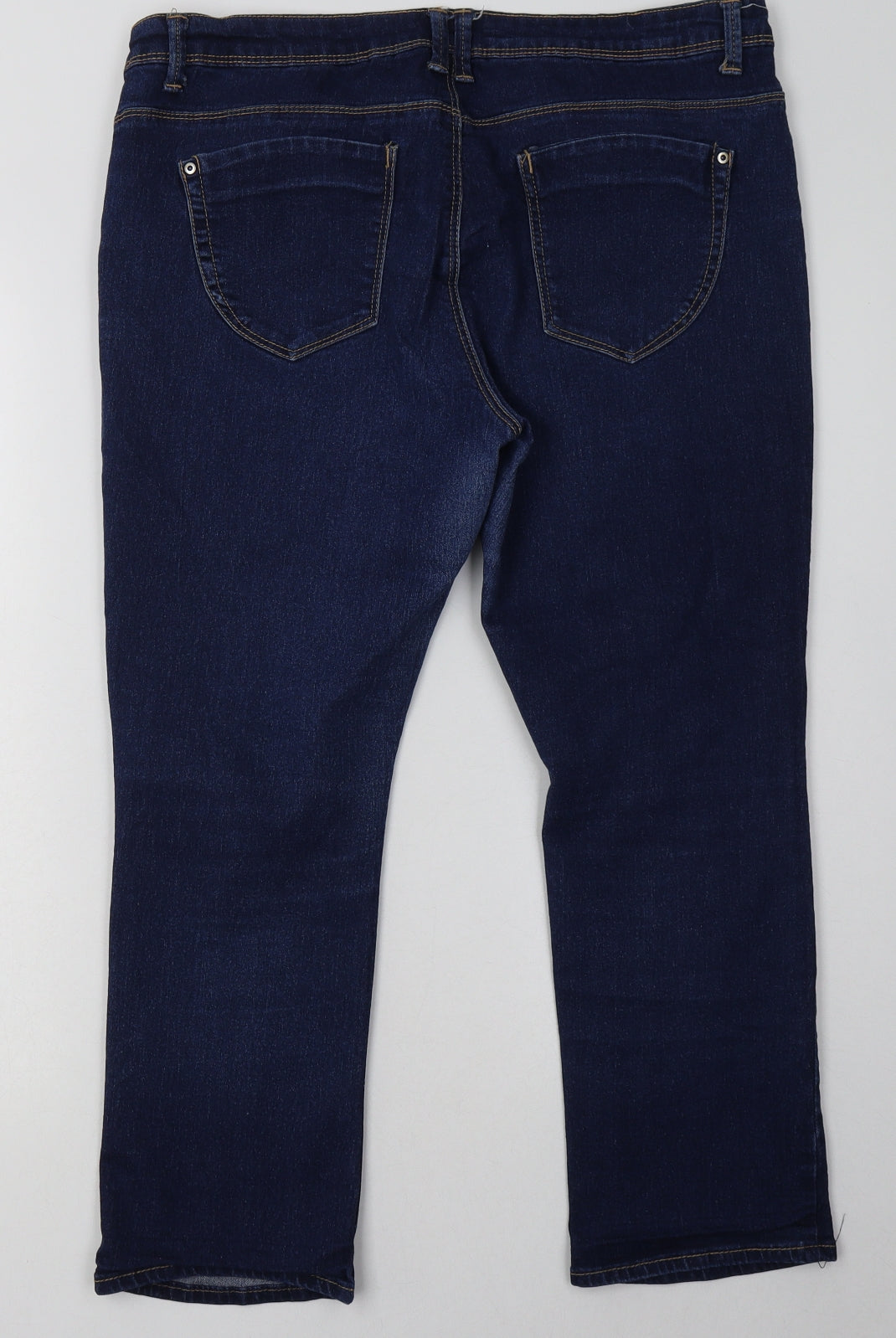 Primark Womens Blue  Cotton Cropped Jeans Size 16 L26 in Regular Button