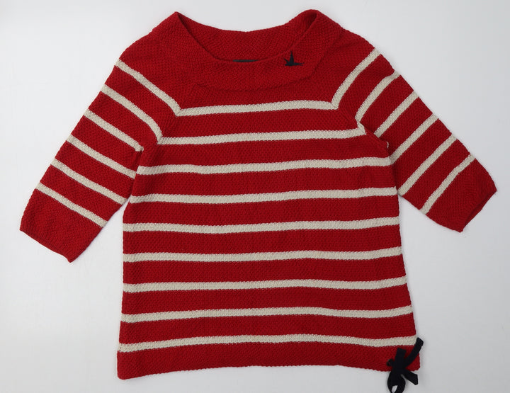 Marks and Spencer Womens Red Striped Cotton Pullover Sweatshirt Size 12  Pullover