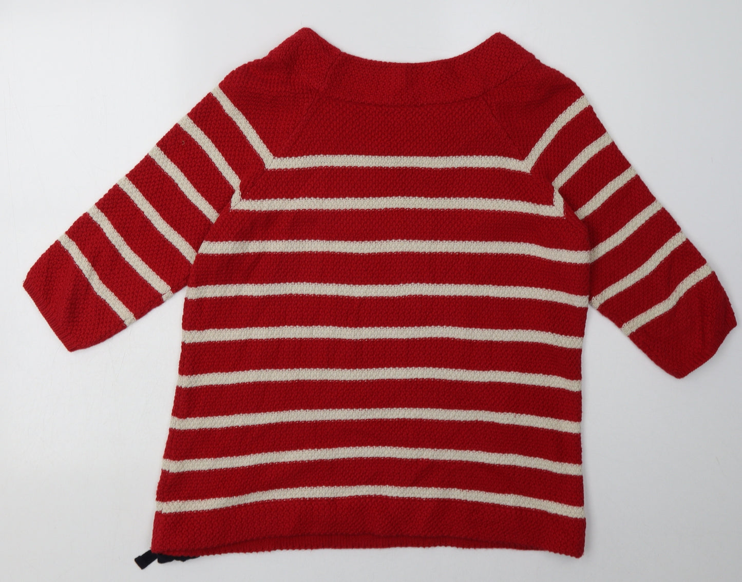 Marks and Spencer Womens Red Striped Cotton Pullover Sweatshirt Size 12  Pullover