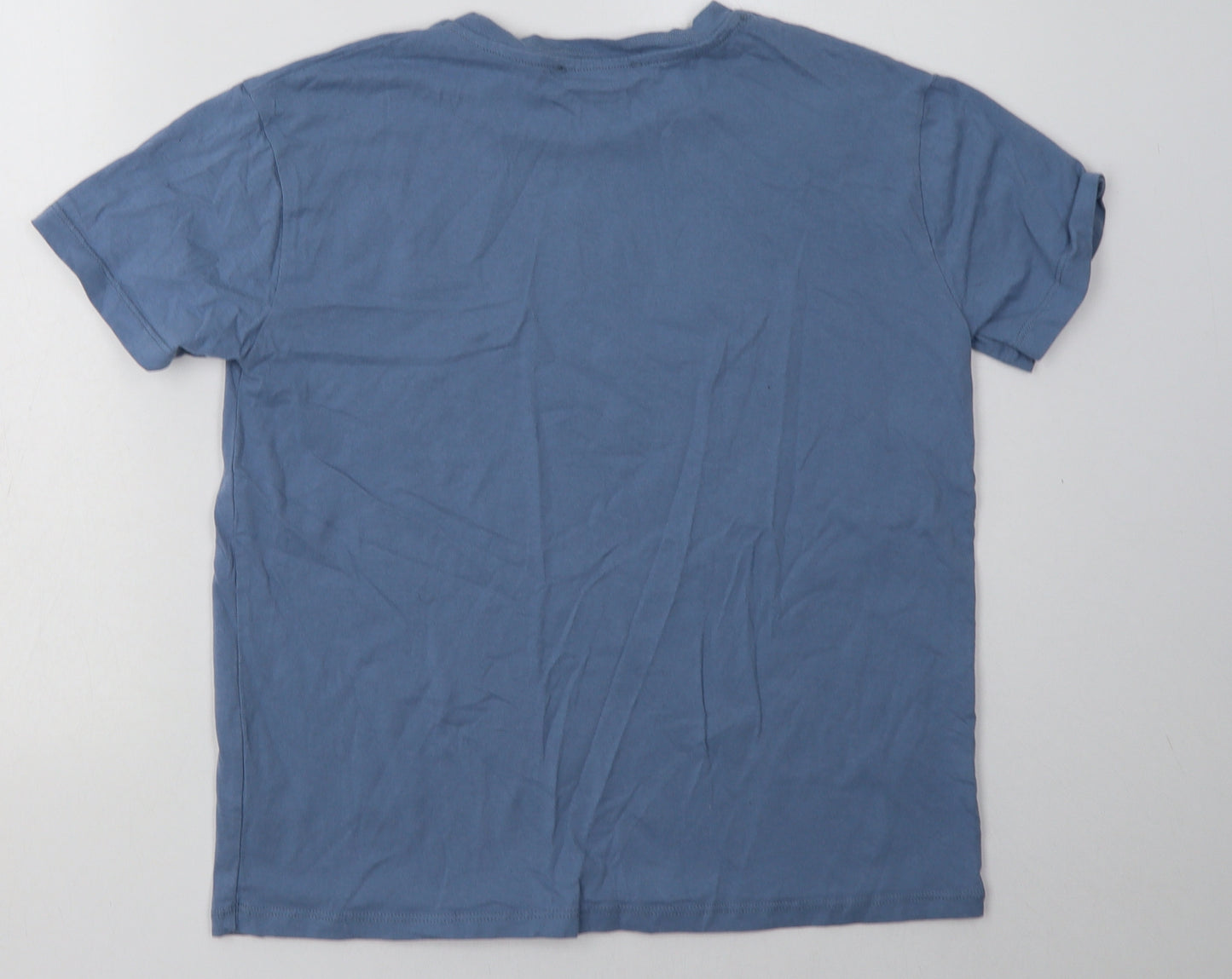 Pull&Bear Mens Blue  Cotton  T-Shirt Size M Crew Neck  - ocean breeze