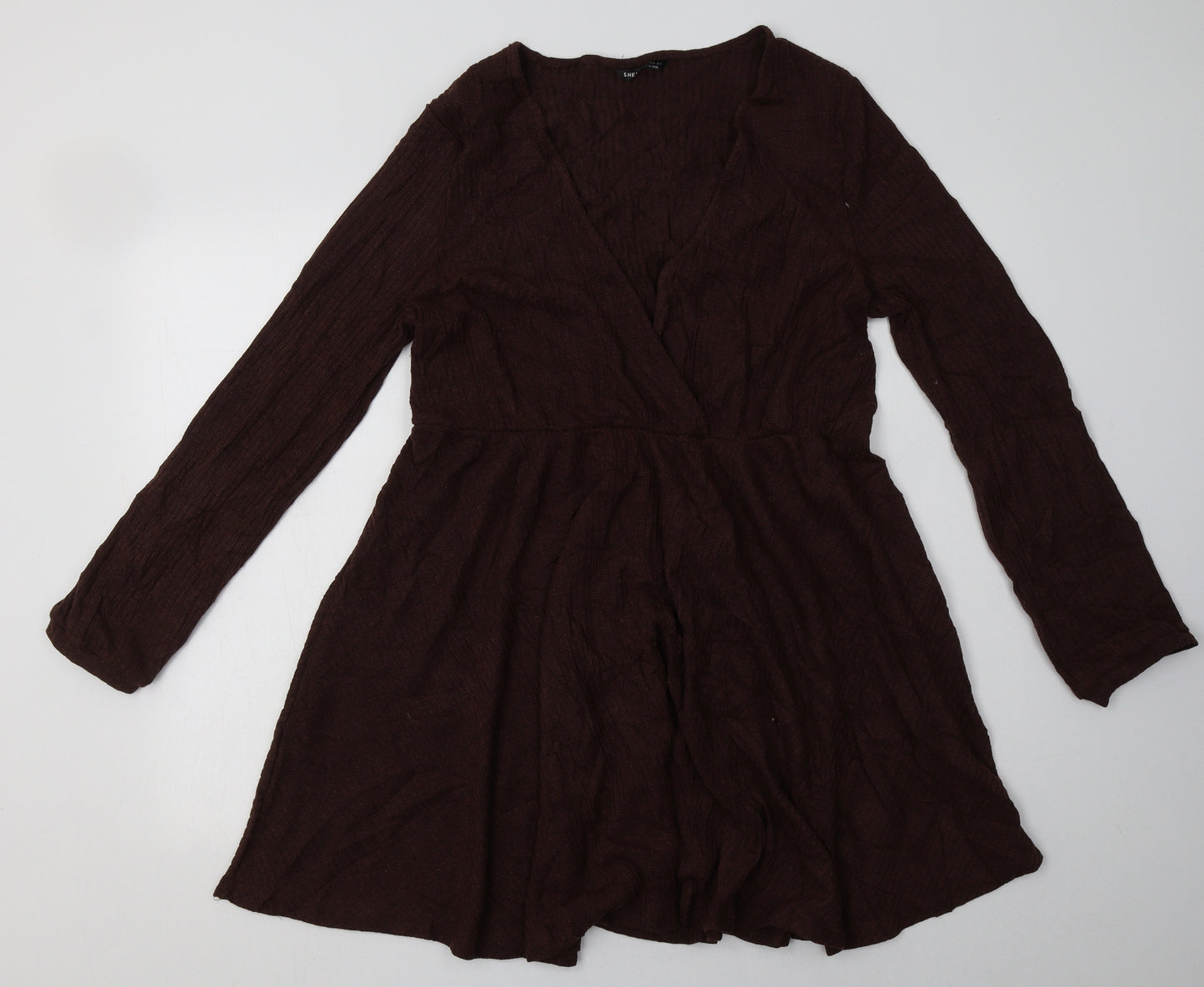 SheIn Womens Brown  Polyester A-Line  Size XL  V-Neck Pullover
