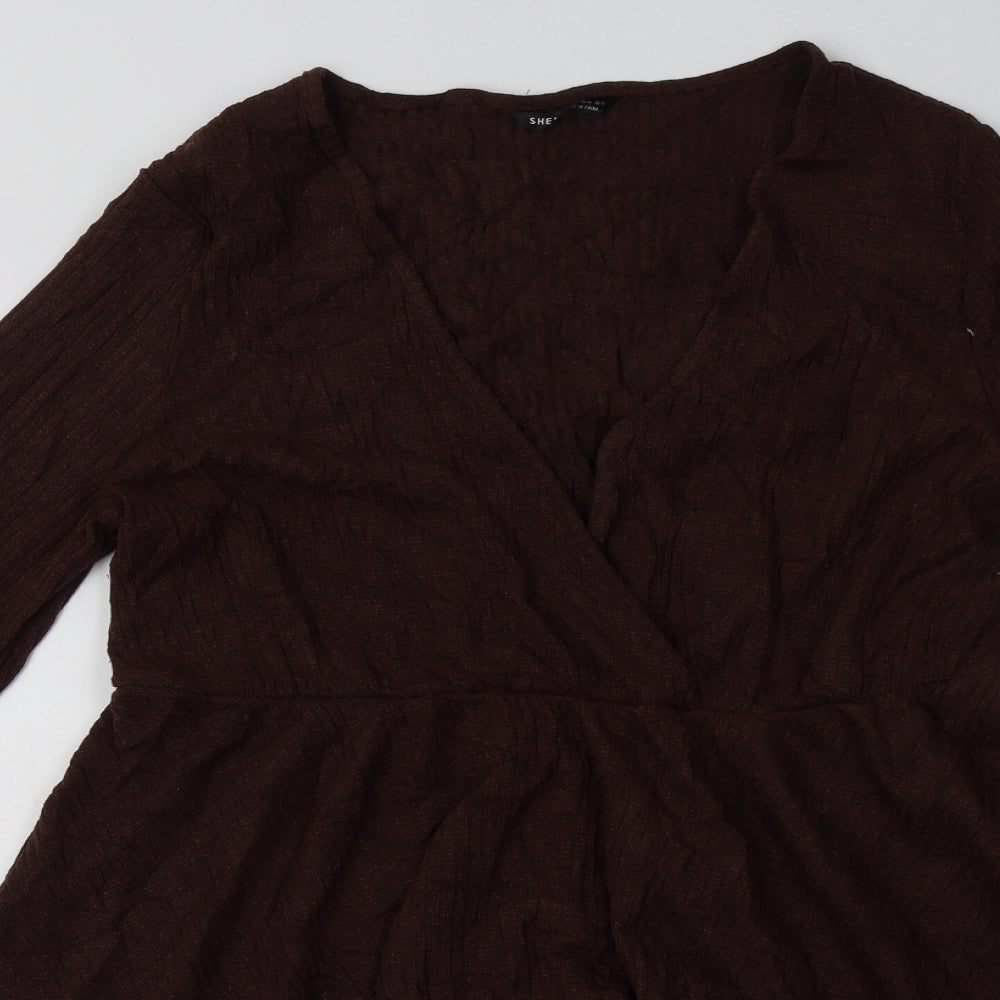 SheIn Womens Brown  Polyester A-Line  Size XL  V-Neck Pullover