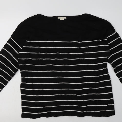 H&M Womens Black Striped Viscose Pullover Sweatshirt Size S  Pullover