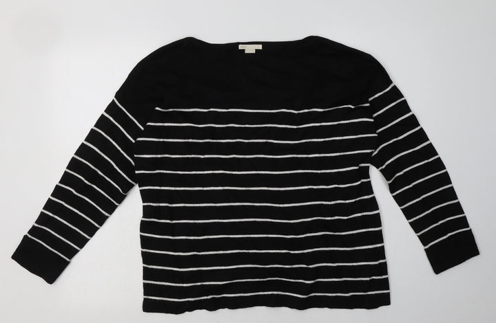 H&M Womens Black Striped Viscose Pullover Sweatshirt Size S Pullover