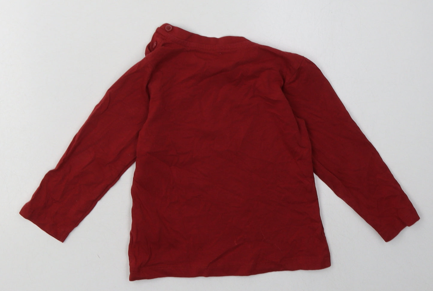 Matalan Boys Red  Cotton Basic Casual Size 18-24 Months Crew Neck Button - be brave and curious