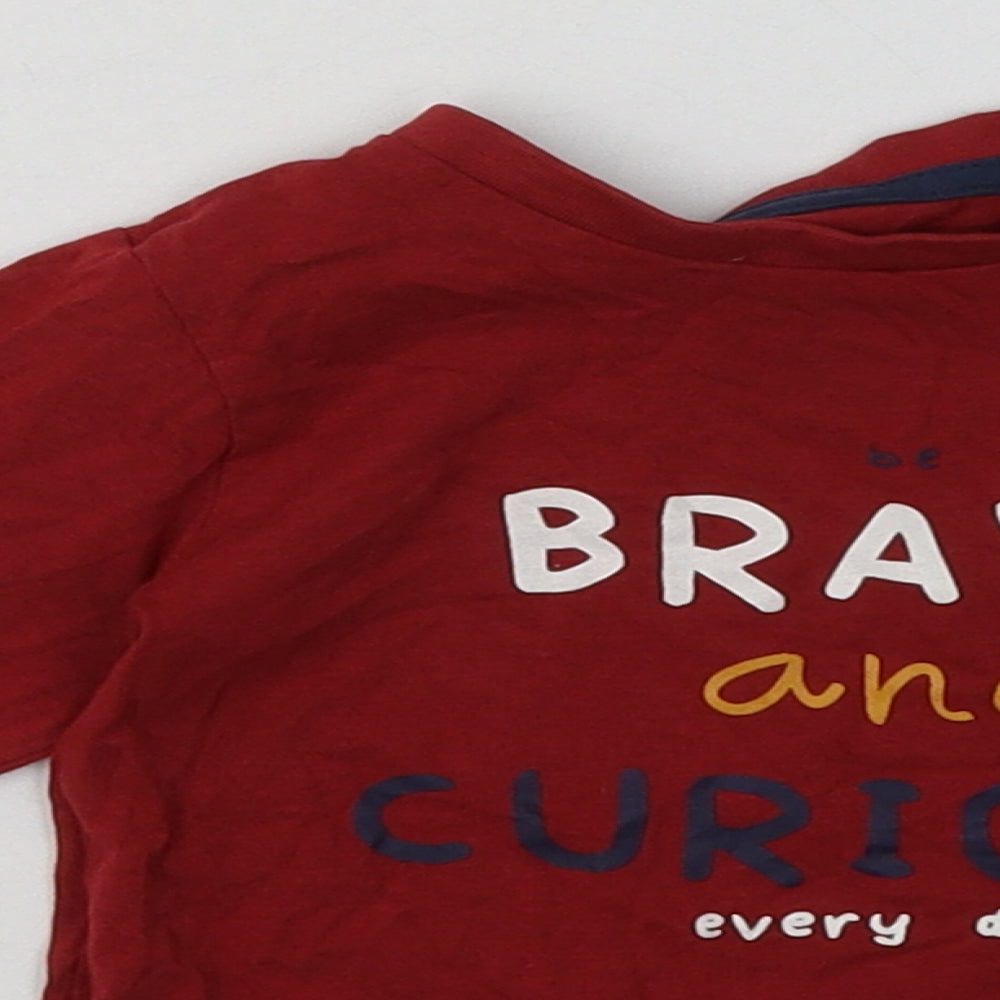 Matalan Boys Red  Cotton Basic Casual Size 18-24 Months Crew Neck Button - be brave and curious