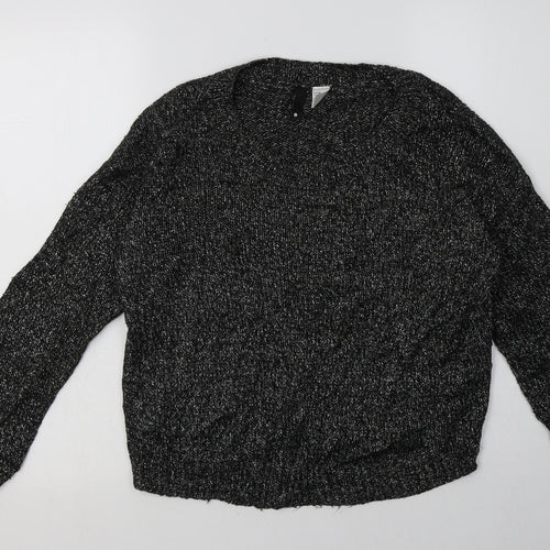 H&M Womens Black  Acrylic Pullover Sweatshirt Size 8  Pullover