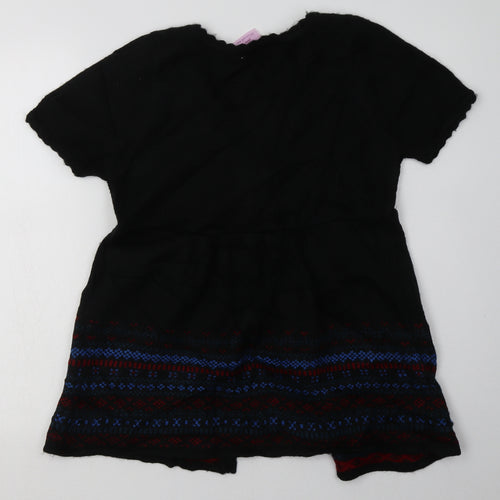 b soul Womens Black V-Neck Geometric Acrylic Cardigan Jumper Size M
