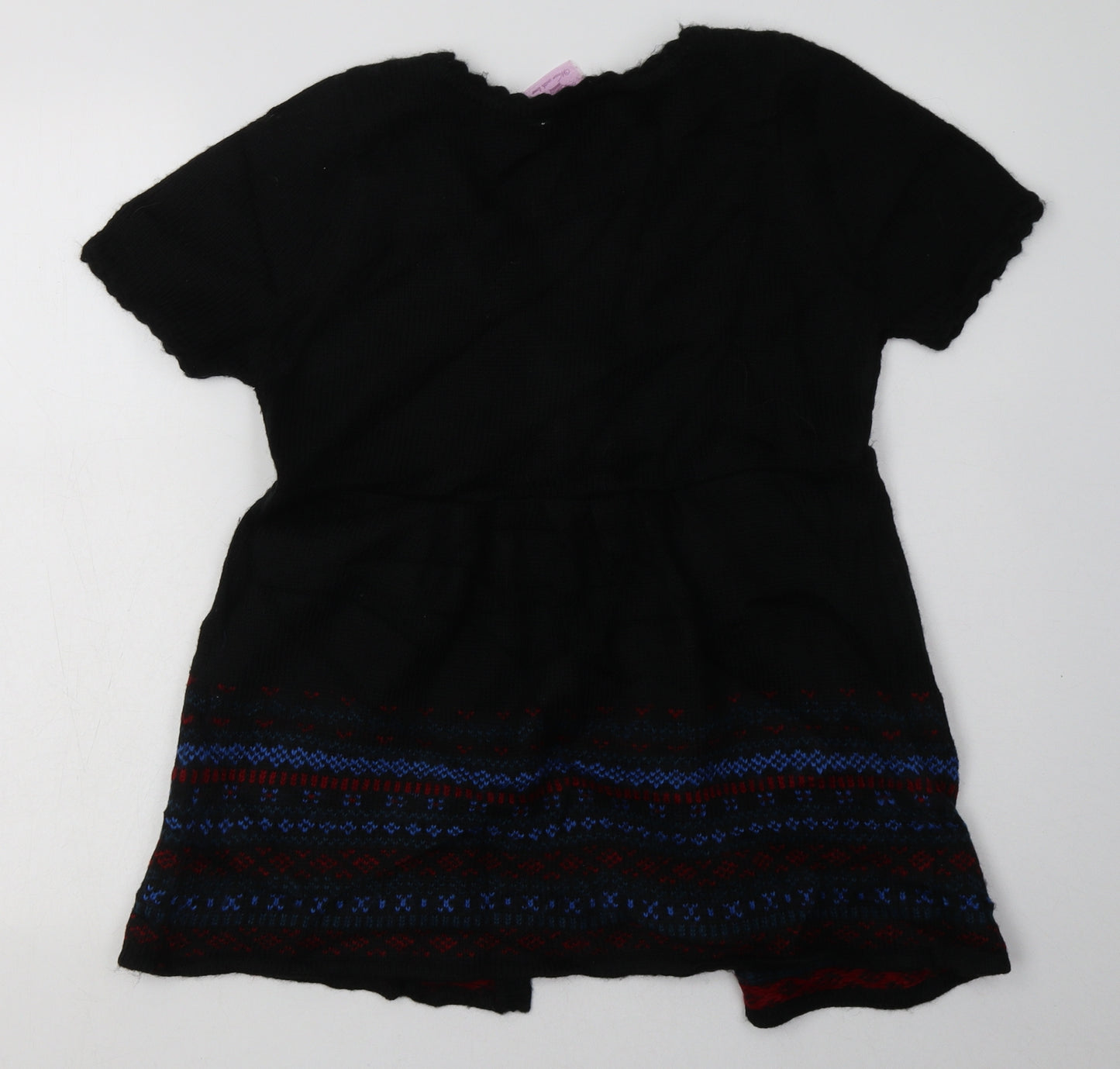 b soul Womens Black V-Neck Geometric Acrylic Cardigan Jumper Size M