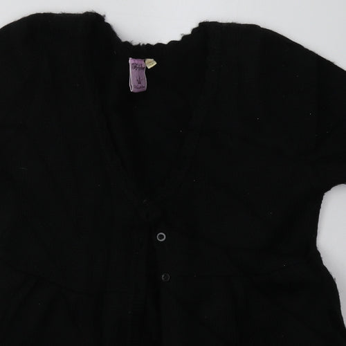 b soul Womens Black V-Neck Geometric Acrylic Cardigan Jumper Size M