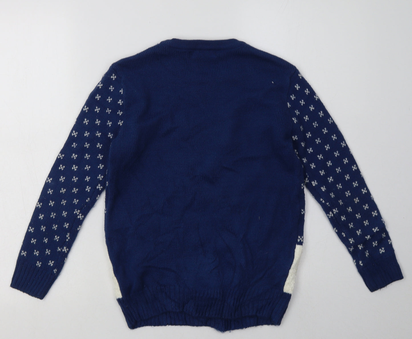 George Boys Blue Geometric Acrylic Pullover Sweatshirt Size 8-9 Years  Pullover - Christmas