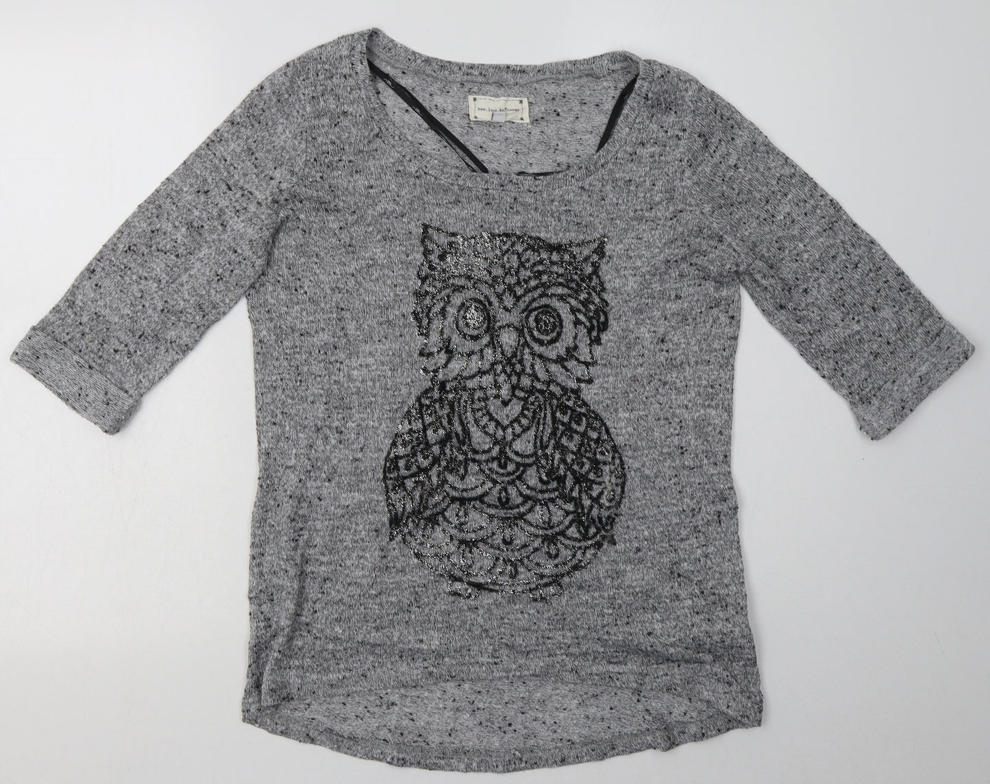 New Look Womens Grey Animal Print Polyester Pullover Sweatshirt Size 12  Pullover - Owl