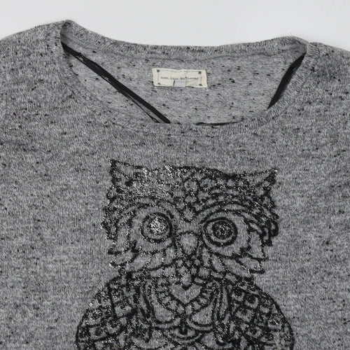New Look Womens Grey Animal Print Polyester Pullover Sweatshirt Size 12  Pullover - Owl