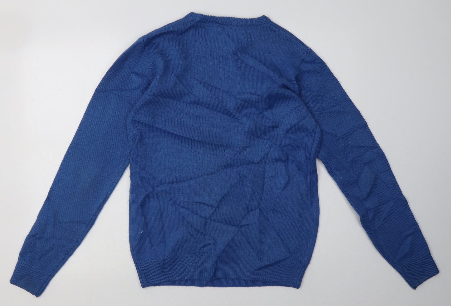 Cedar Wood State Mens Blue  Acrylic Pullover Sweatshirt Size S   - Christmas