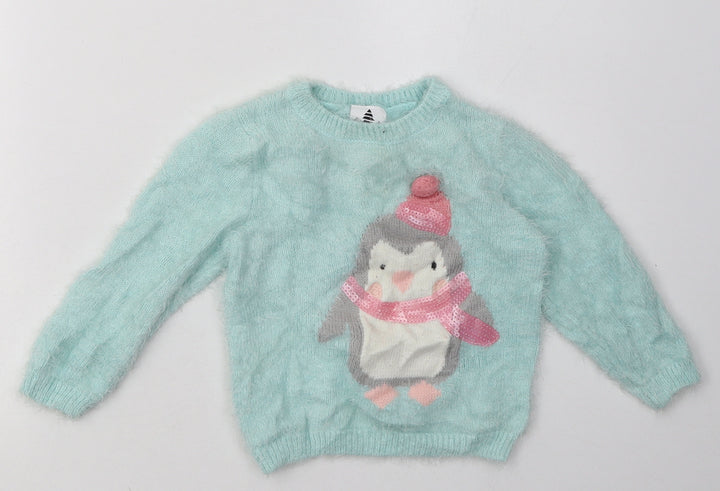 George Girls Green  Polyamide Pullover Sweatshirt Size 2 Years  Pullover - Penguin Print