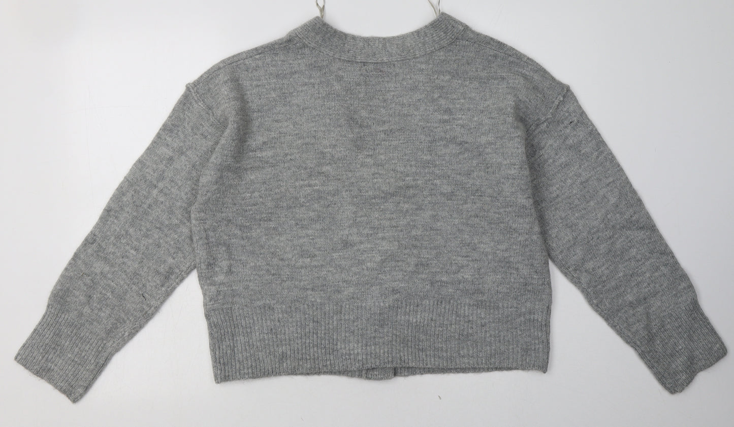 New Look Womens Grey V-Neck  Acrylic Cardigan Jumper Size L