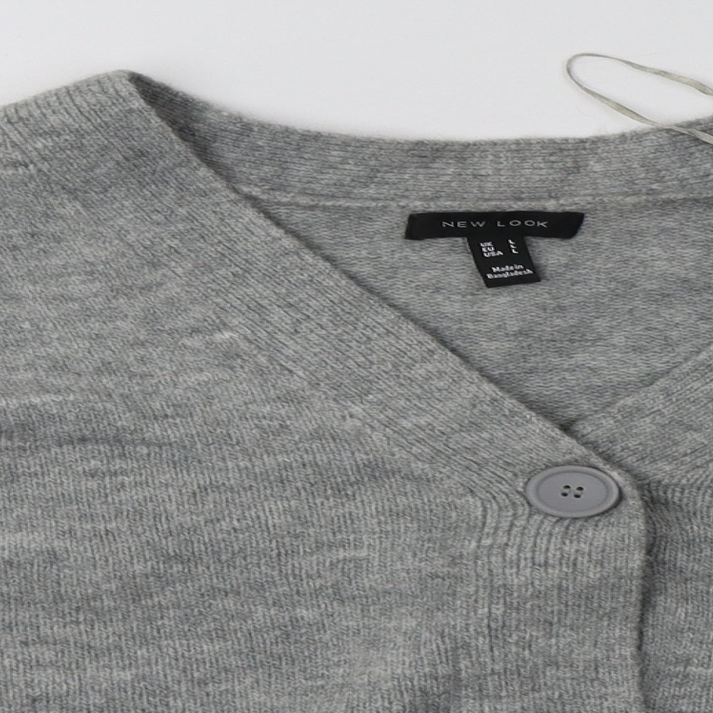 New Look Womens Grey V-Neck  Acrylic Cardigan Jumper Size L