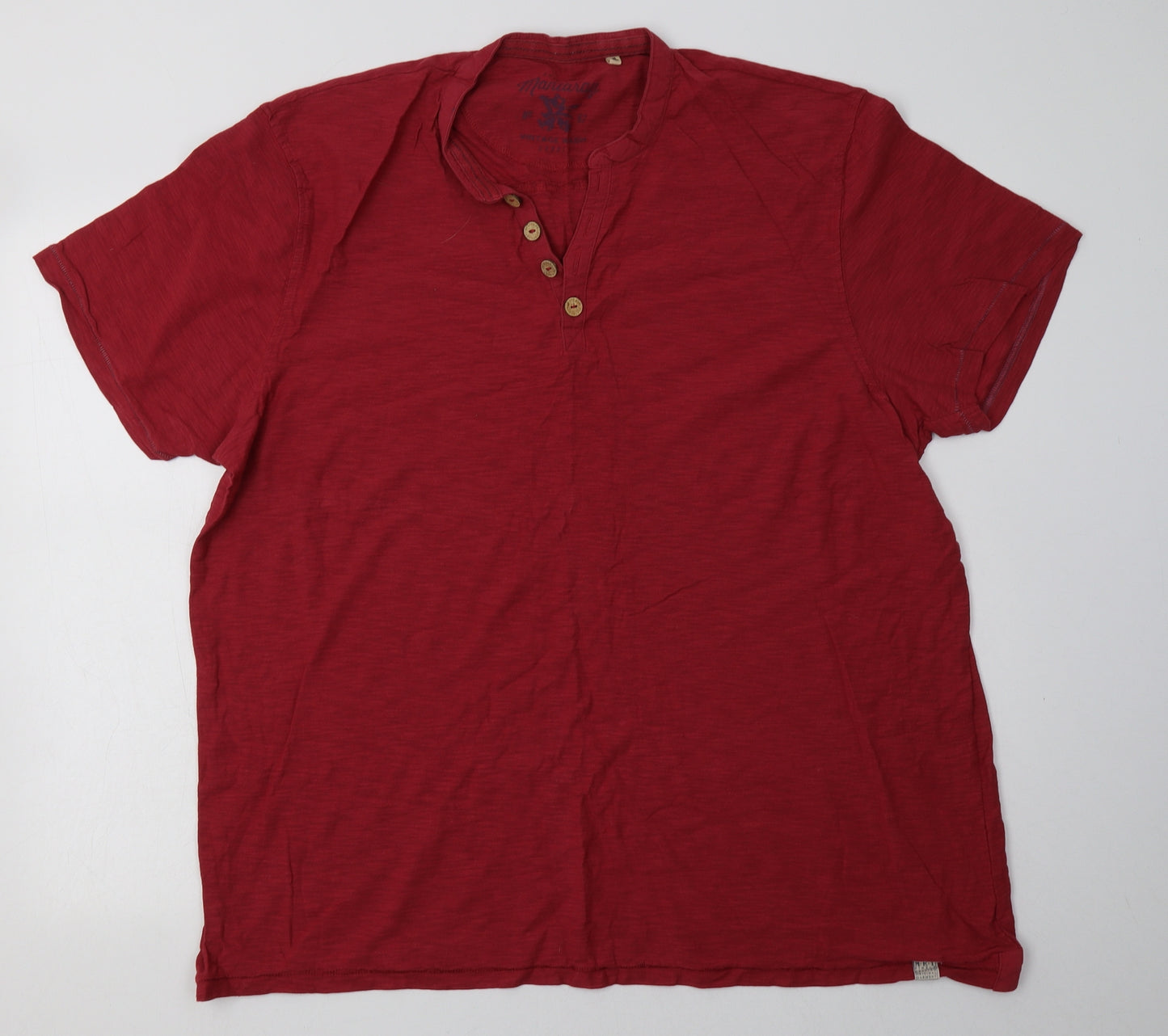 Debenhams Mens Red  Cotton  T-Shirt Size XL V-Neck
